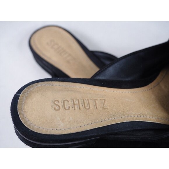 Schutz Black Suede Pointed Toe Bow Slides Flats, Size 7.5 (US) - Picture 7 of 10